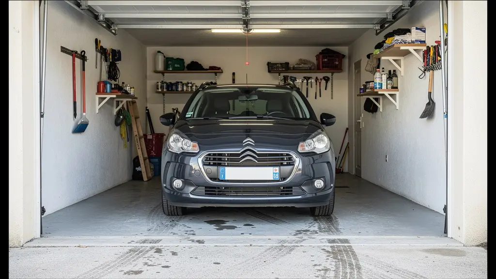 Voiture stationnée dans un garage fermé réduisant le risque de sinistre et la prime d'assurance