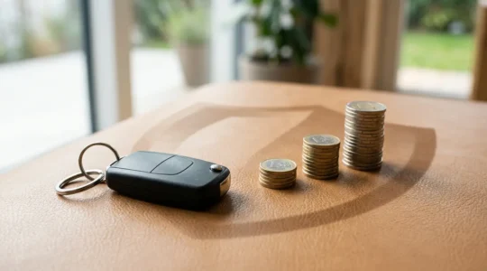 Comparaison visuelle des tarifs d'assurance automobile avec éléments représentant l'économie et la qualité