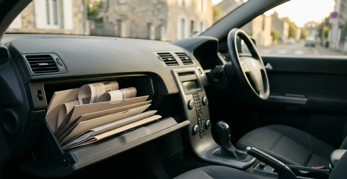 Documents essentiels dans la boîte à gants d'une voiture en France pour circuler légalement