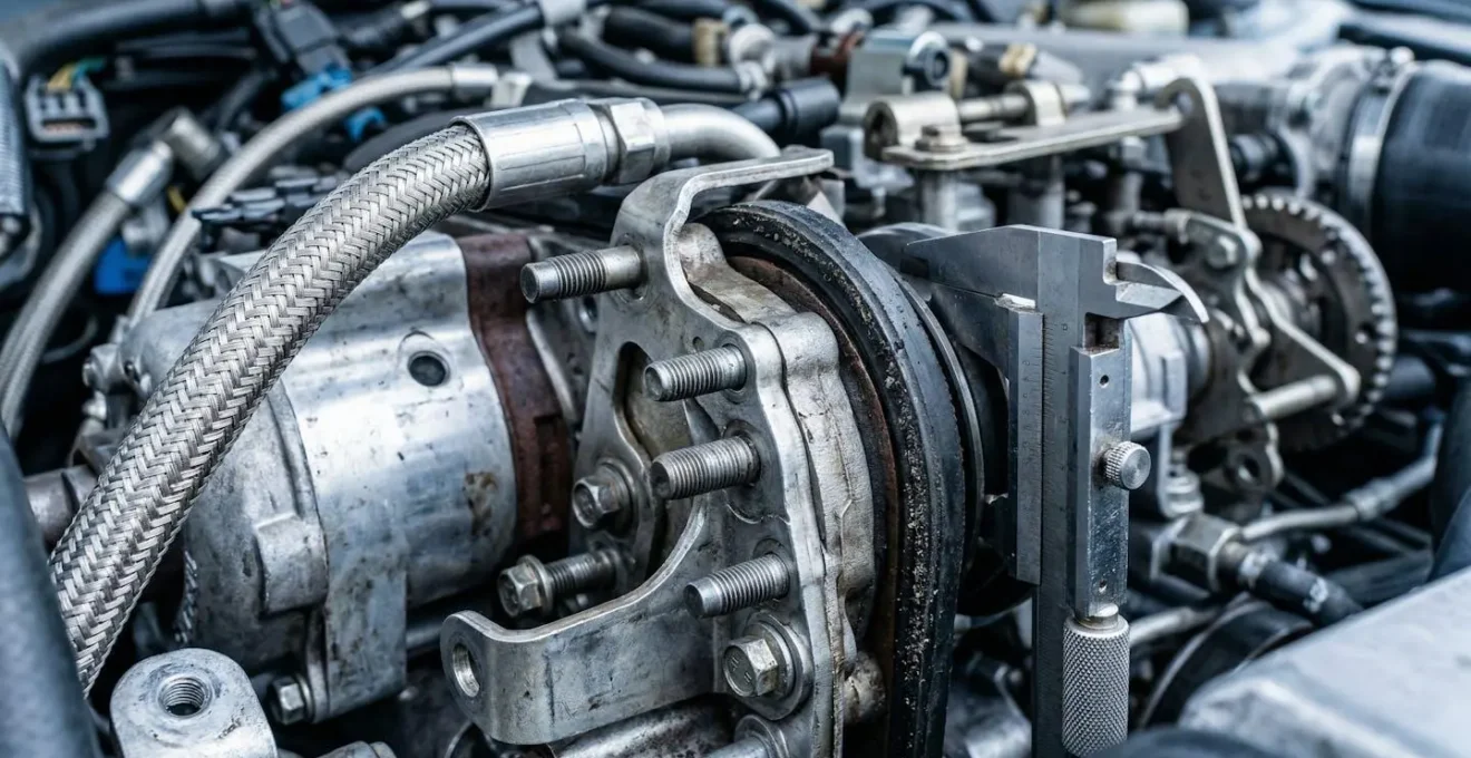 Expert automobile inspectant le système mécanique d'une voiture sans permis dans un garage