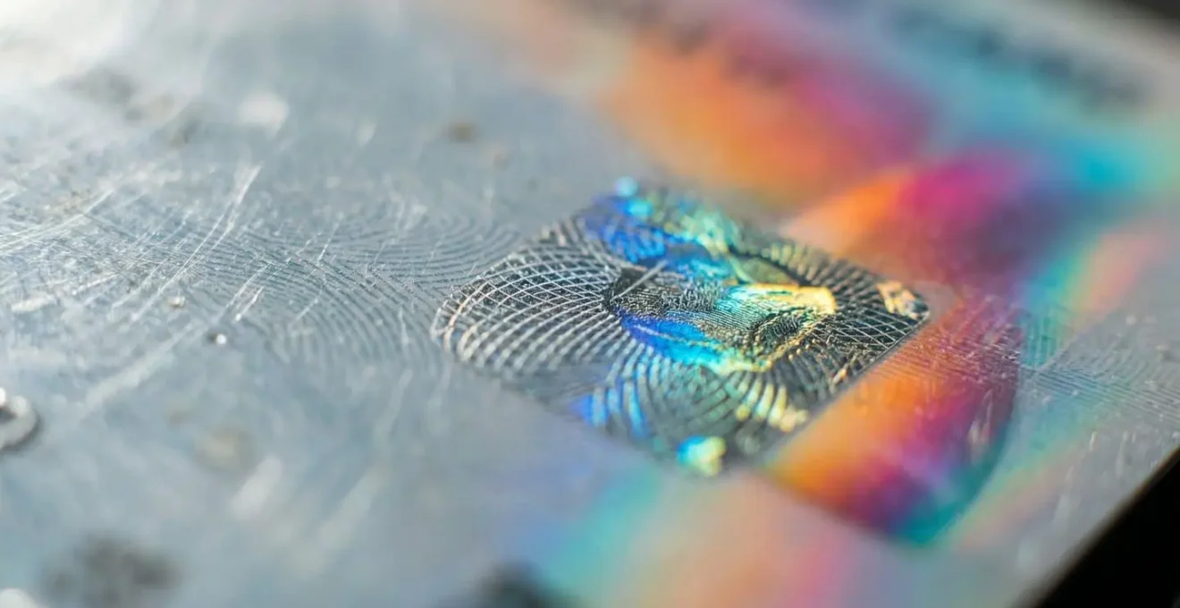 Vue macro sur la texture d'un permis de conduire avec jeu de lumière