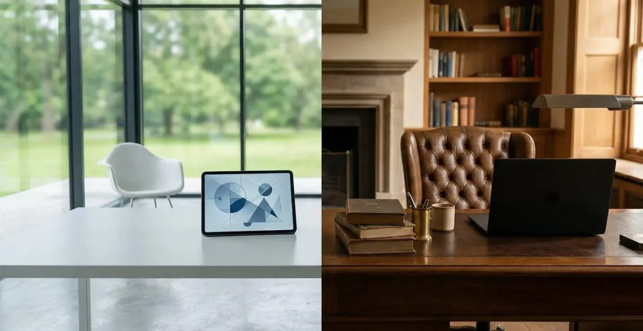 Interface moderne d'assurance digitale comparée à un bureau traditionnel